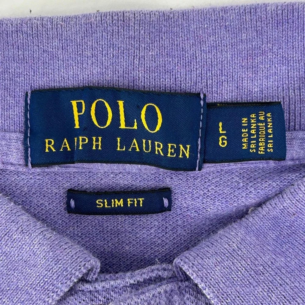 Polo Ralph Lauren Polo Shirt Mens Large Purple Slim Fit Cotton Pique Pony Logo